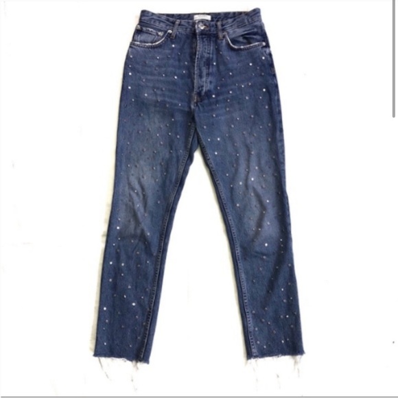 Zara The Skinny High Waist Jeans Button Fly Studs - Picture 5 of 5
